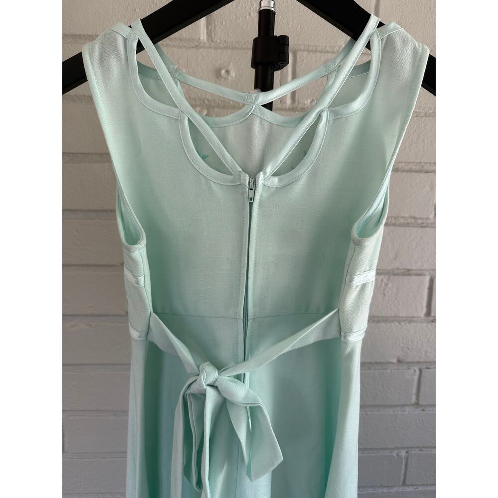 Bonnie Jean Girls Mint Green Embroidered Floral Easter Dress Size 10 Tie Bac - Picture 6 of 7